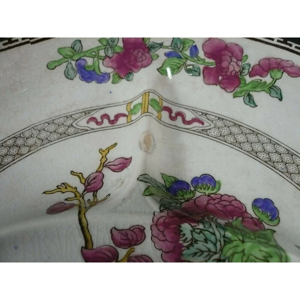 Vintage Booth's Indian Tree Divided Picnic Plate 10 5/8